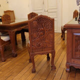 6 carved solid teak chairs