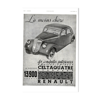 Affiche vintage années 30 Renault Automobiles