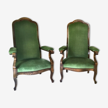 Ensemble de 2 fauteuils Voltaire années 60