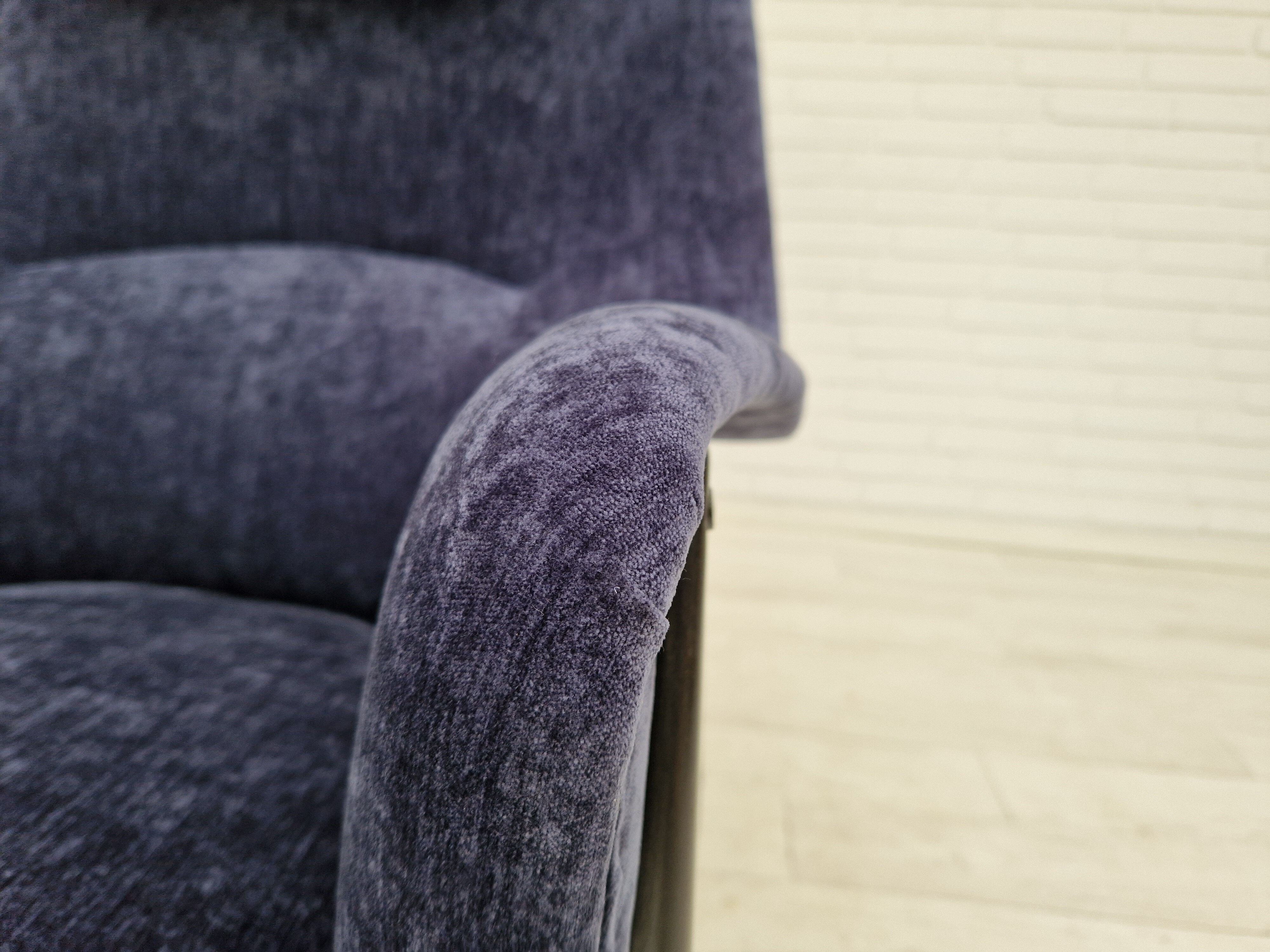 1960s, Swedish design, refurbished high-back armchair, vintage velour
