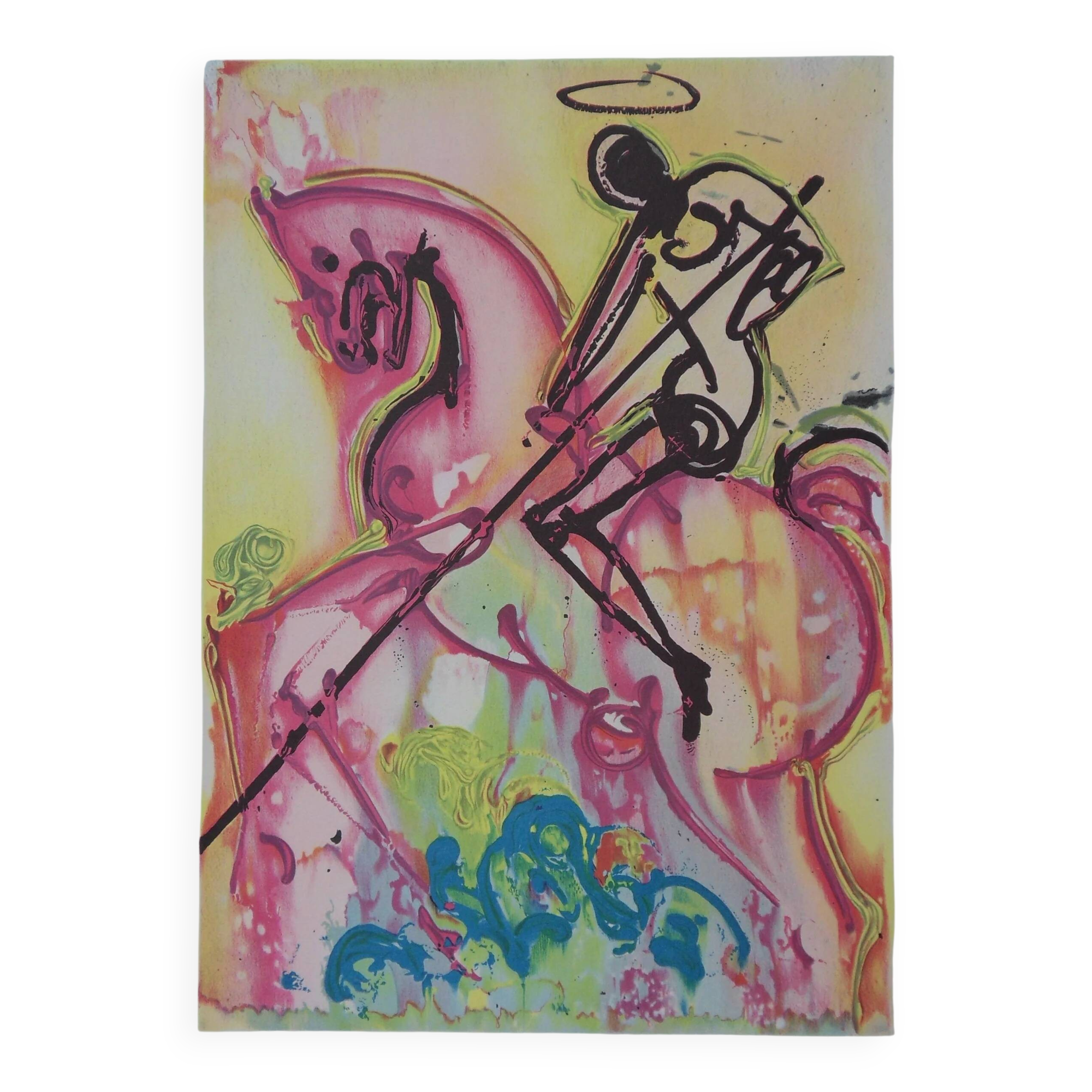 Salvador Dali: Horses, Saint George - Signed lithograph