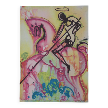 Salvador Dali : Les Chevaux, Saint-Georges - Lithographie signée