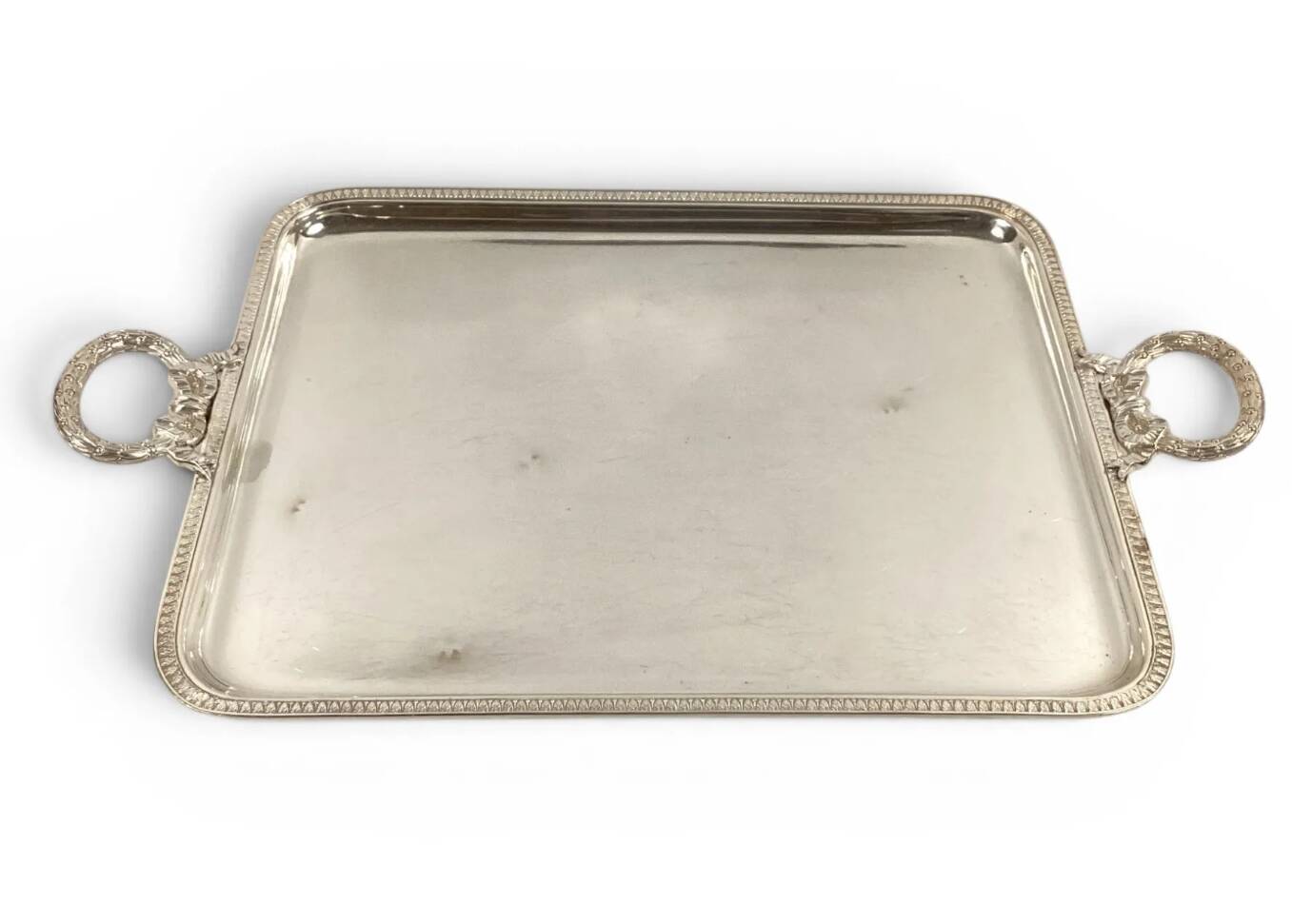 Silver-plated service tray in the style of Louis XVI.