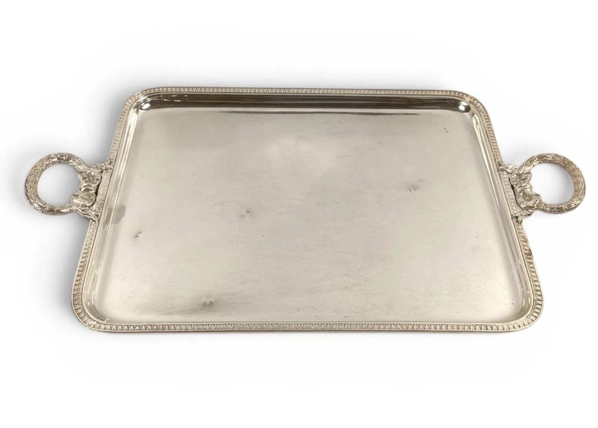 Silver-plated service tray in the Louis XVI style.