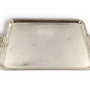 Silver-plated service tray in the Louis XVI style.