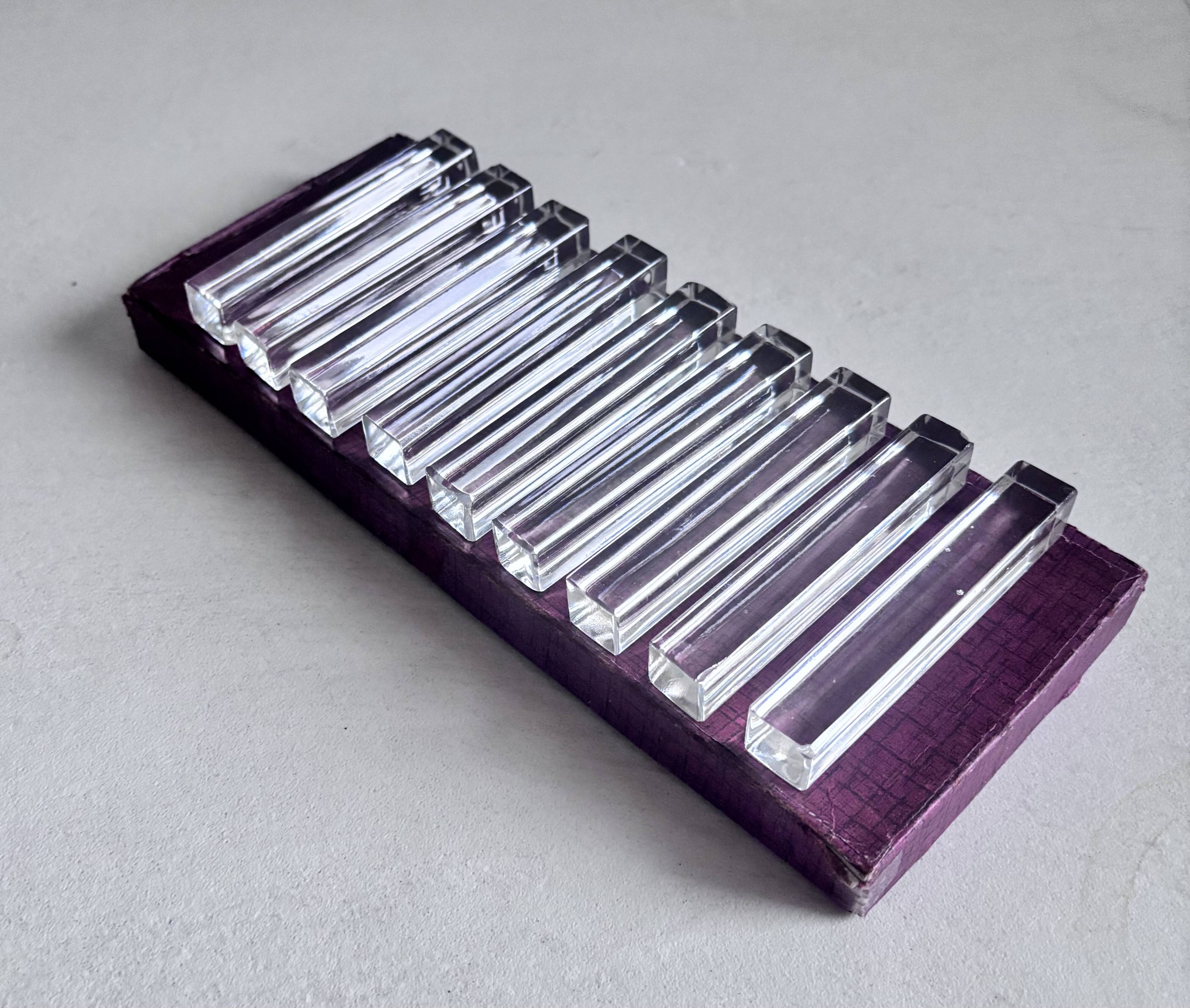 9 crystal knife rests from Hungary