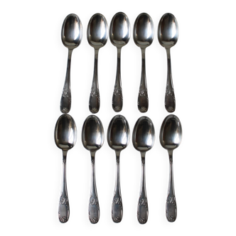 Set of 10 silver-plated soup spoons, 'REX' goldsmith's work