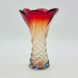 Labelled vintage italian twisted murano glass vase, 1960s
