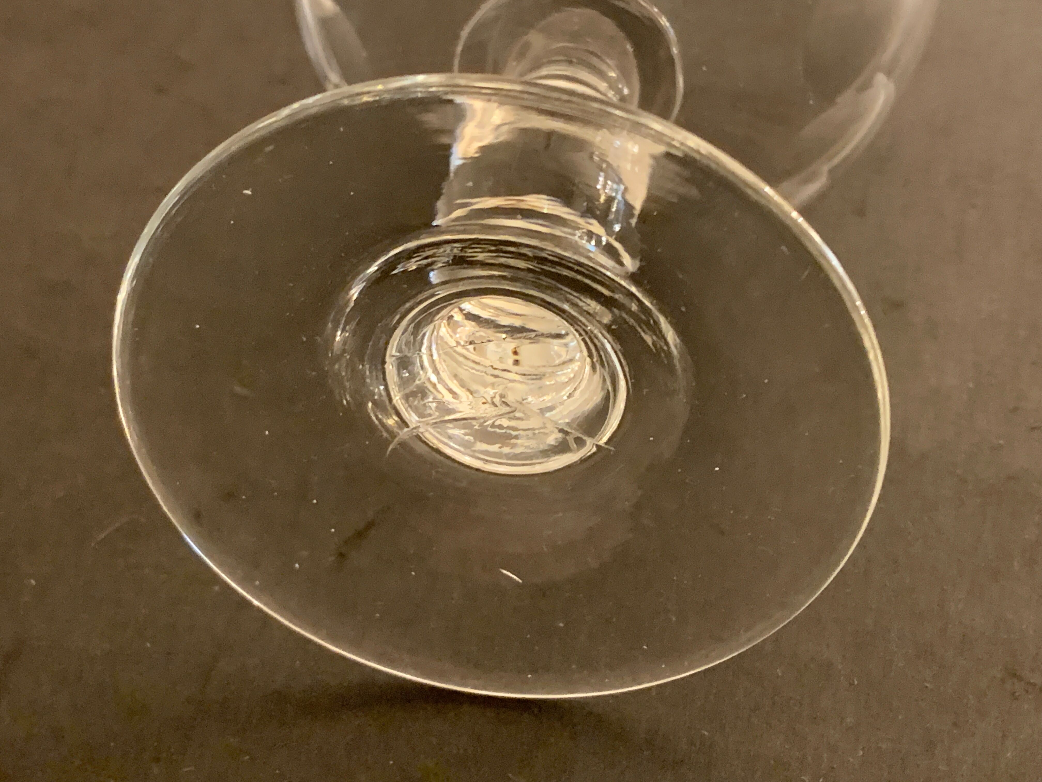 6 old champagne cups in faceted glass