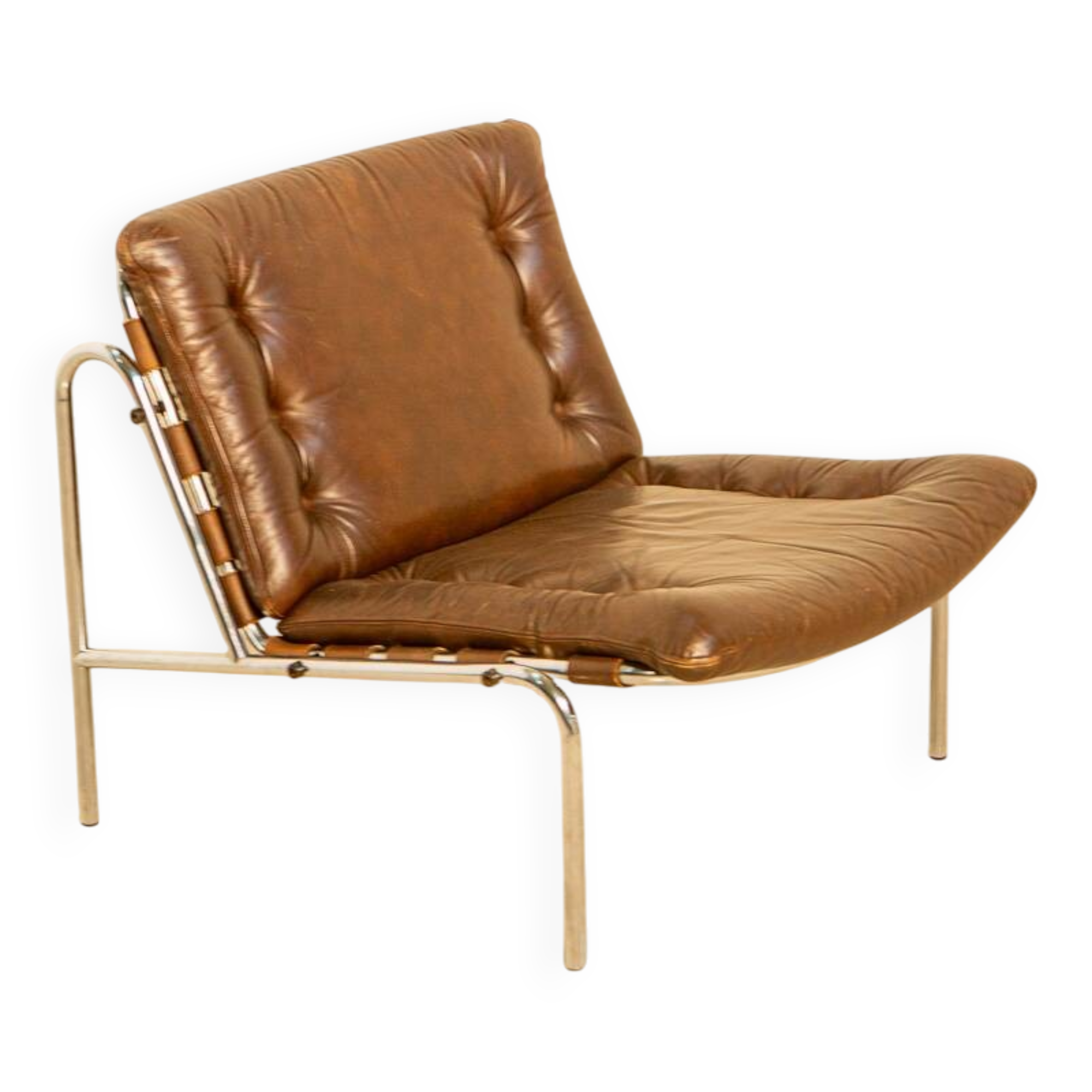 "SZ07" brown leather armchair by Martin Visser for Spectrum 60's