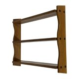 Vintage solid wooden wall rack with 3 shelves 70s oak rack