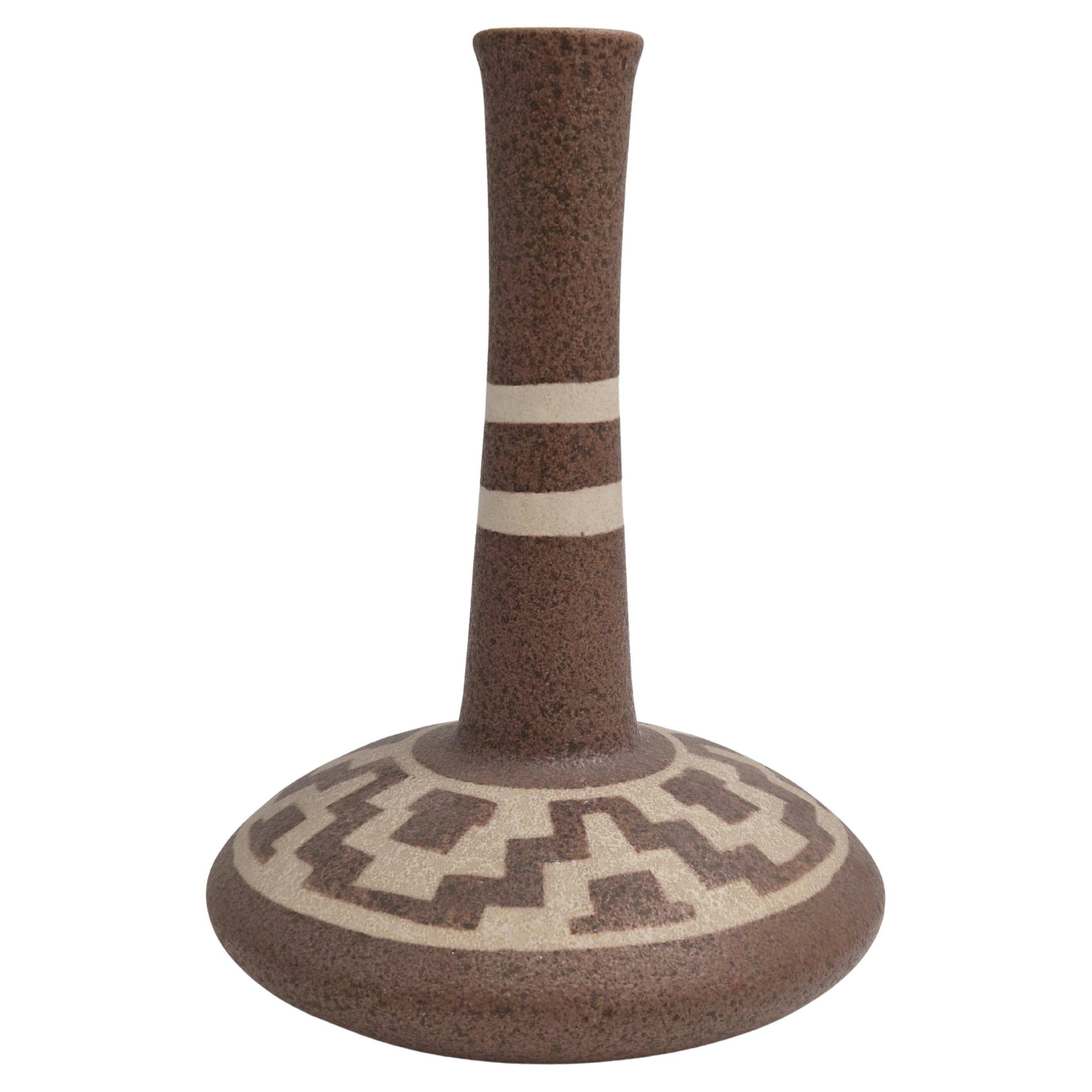 Ceramic sun / large vase with geometric pattern by Gmundner Austria, 1970s.