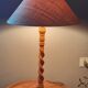 Table lamp in braided blond wood, braided rattan lampshade, 70 years