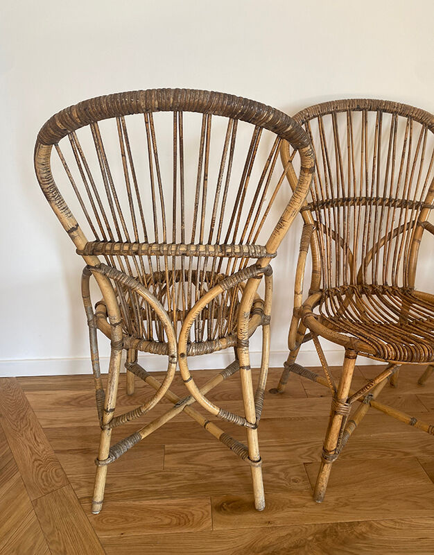 Lot 4 chaises rotin d'Audoux & Minnet
