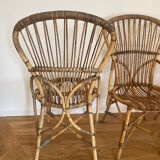 Lot 4 rattan chairs by Audoux & Minnet