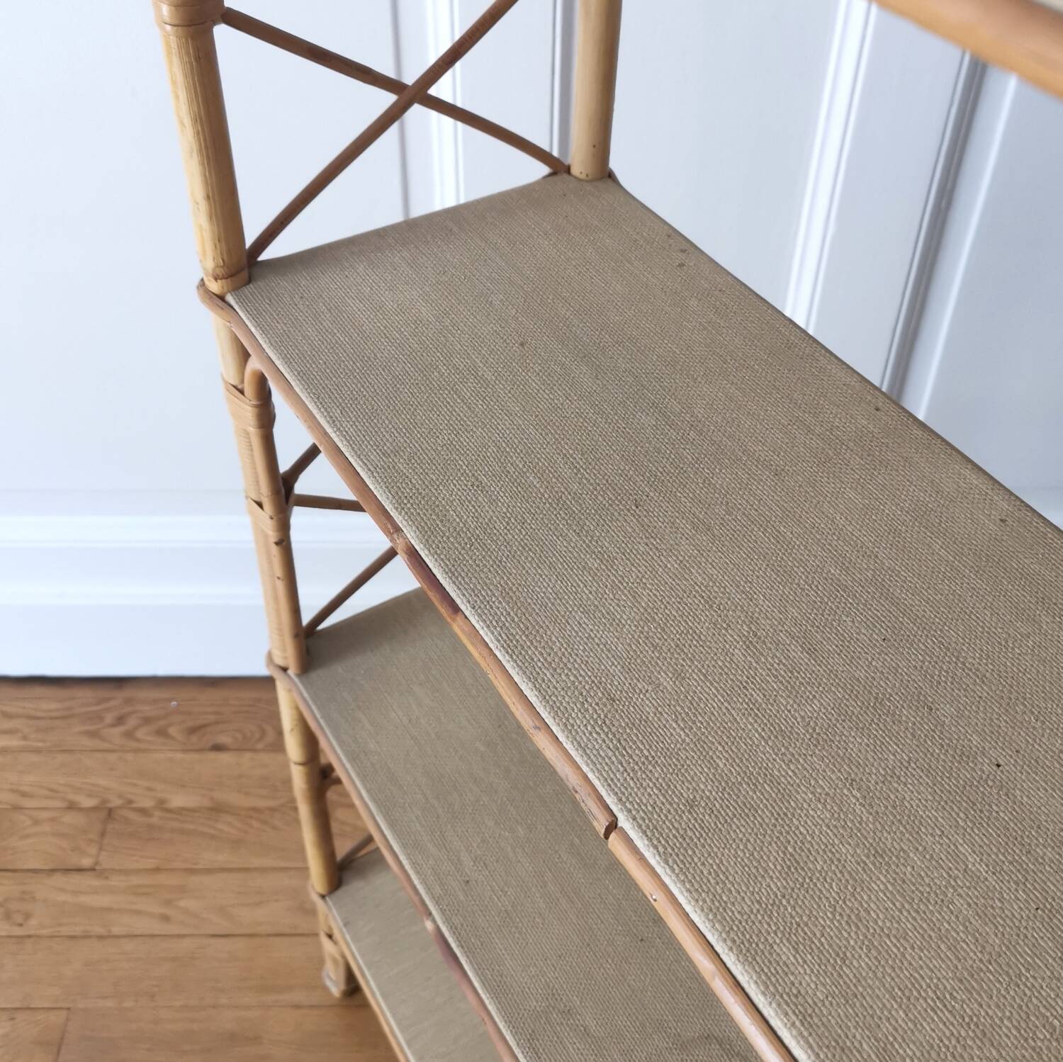 vintage rattan shelf