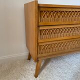 Vintage rattan chest of drawers
