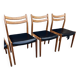 Set de 6 chaises scandinave en teck et cuir noir