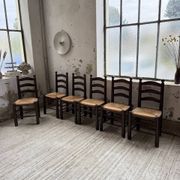 Straw chairs oak 1940s Dudouyt