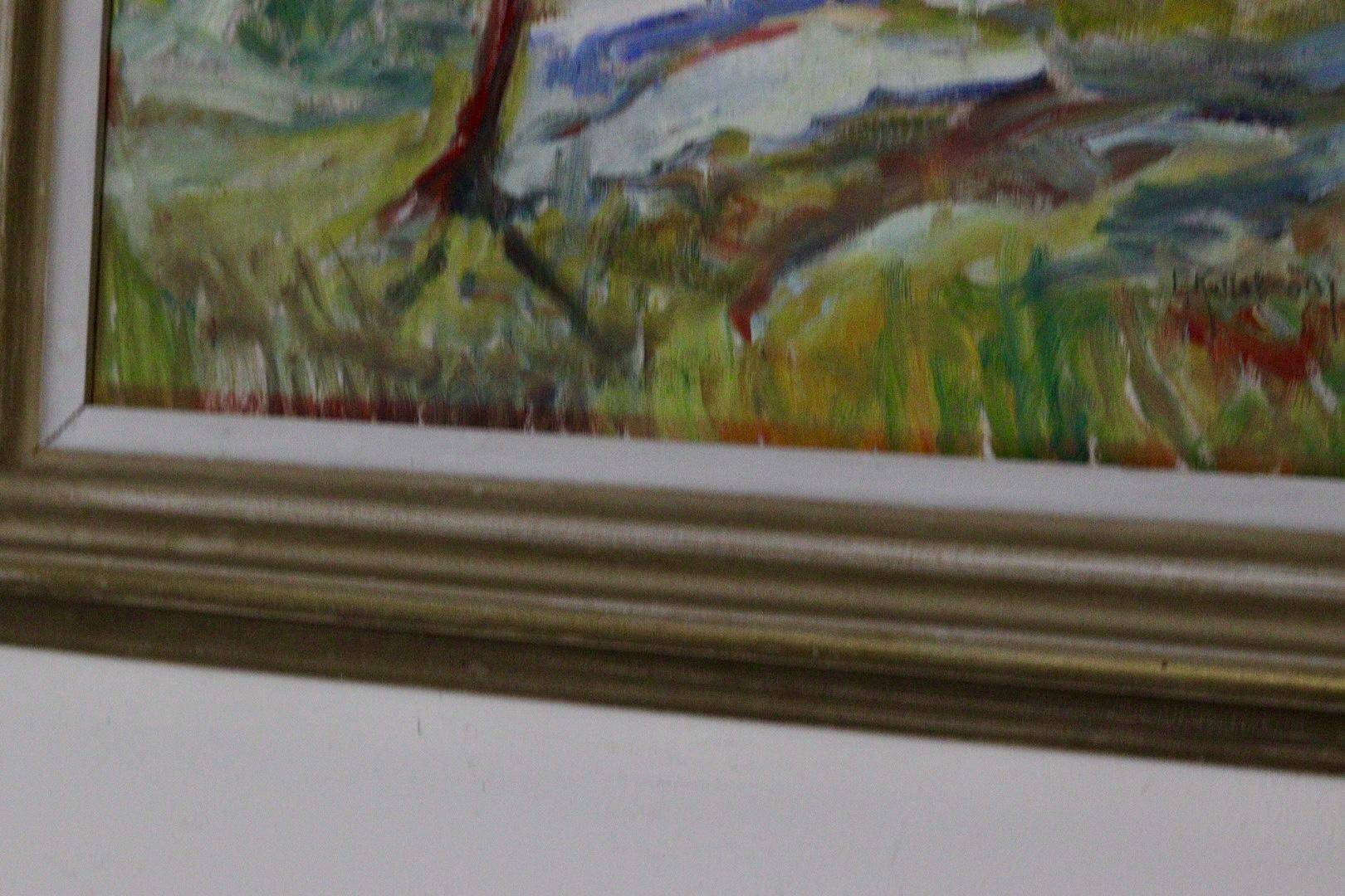 Framed oil on panel "Landscape", Sweden mid 20th century