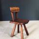 Rustic Alpine Hand-Carved Oak Chair, France, 1920s