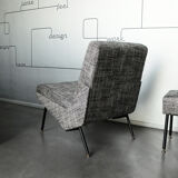 Armchair and ottoman designed by Paul Geoffroy, Airborne, France, 1960