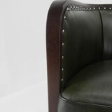 Bauhaus Tubular Armchair in Green Leather,  1930s, Restored