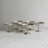 Set of 6 large antique stainless steel bowls