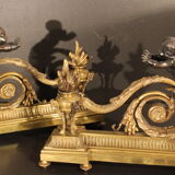Paire de chenets aux anges en bronze
