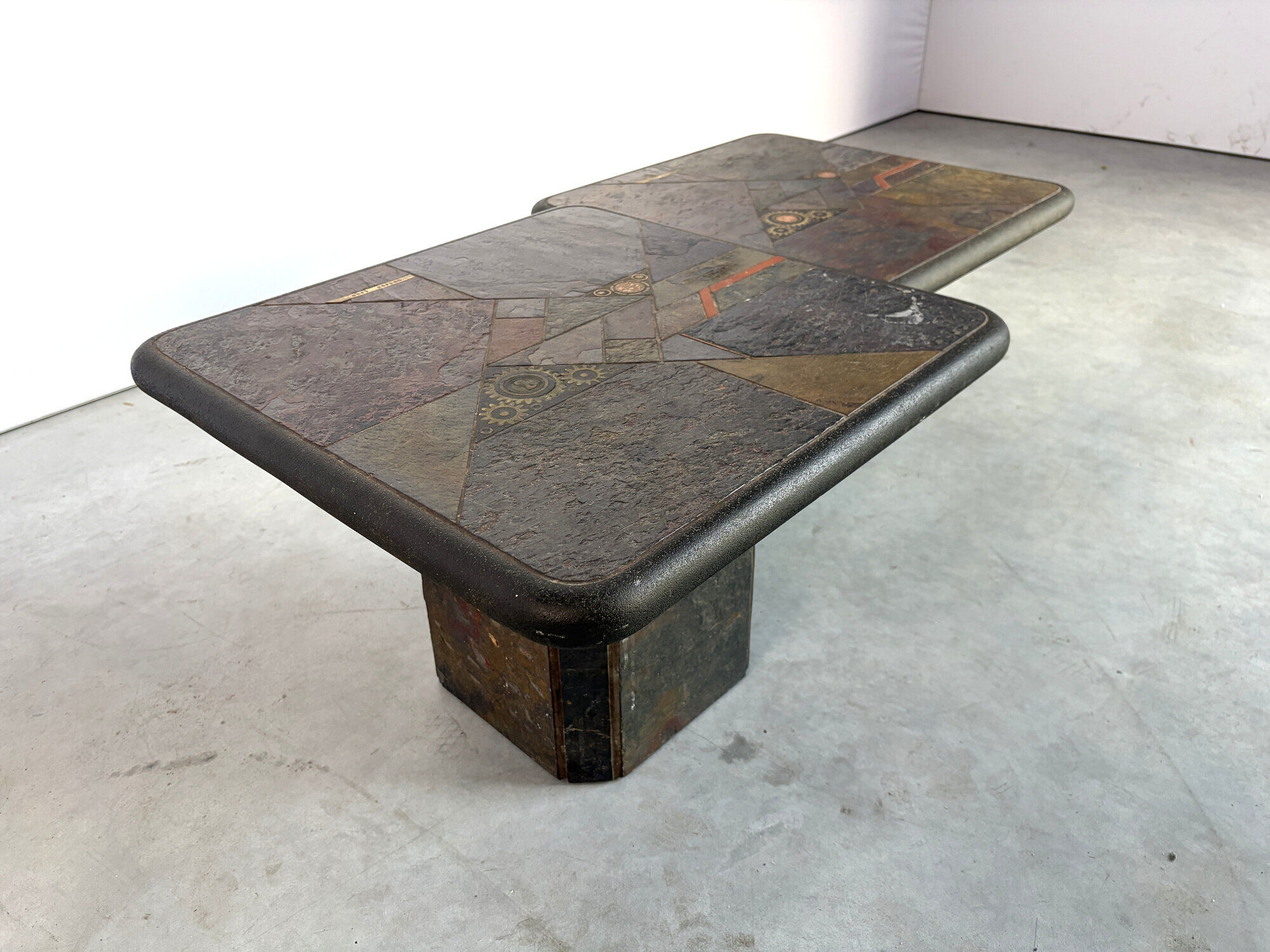 Vintage brutalist slate stone nesting by Laub, 1980s