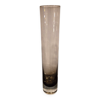 Vintage cylindrical vase in smoked glass