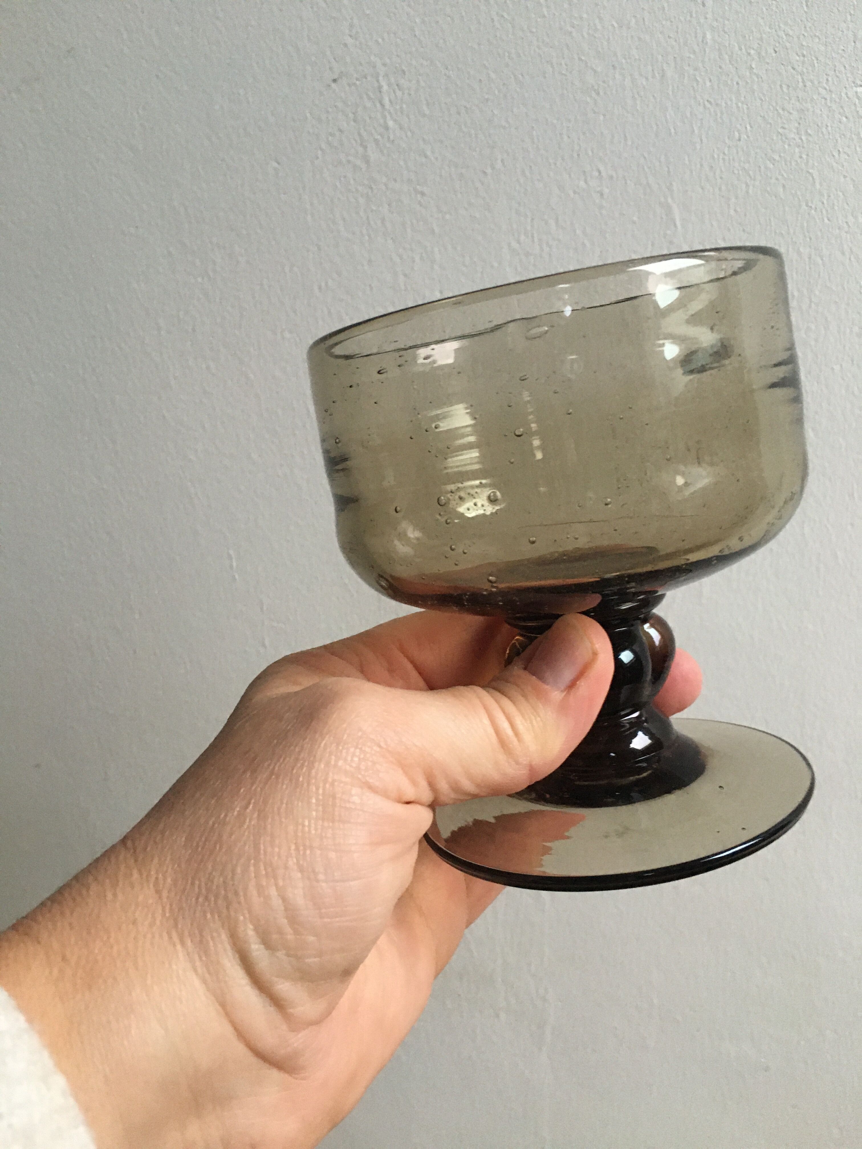 Lot de 6 verres coupes à pied vintage en verre bulle année 70