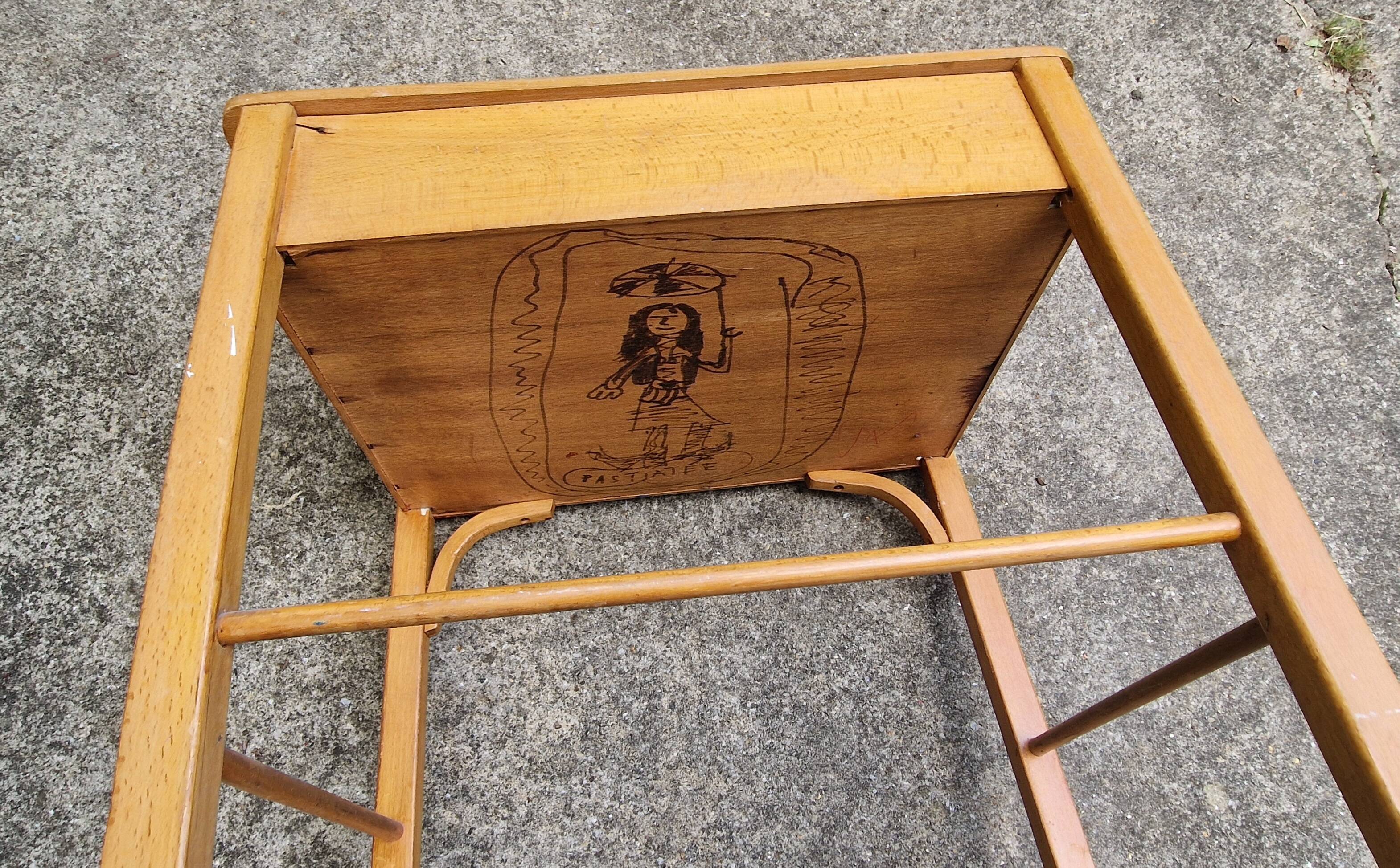 Baumann school desk and chair, retro 1930s
