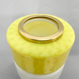Lampe de table en verre jaune et blanc des années 1970 par Drukov, marquée