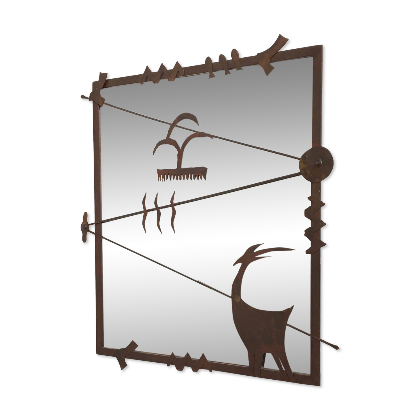 Contemporary Wall Mirror with Iron Frame, Italy
