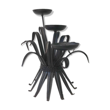 Vintage candle holder iron foliage