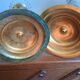 Pair of brass and glass candlesticks - centerpiece -