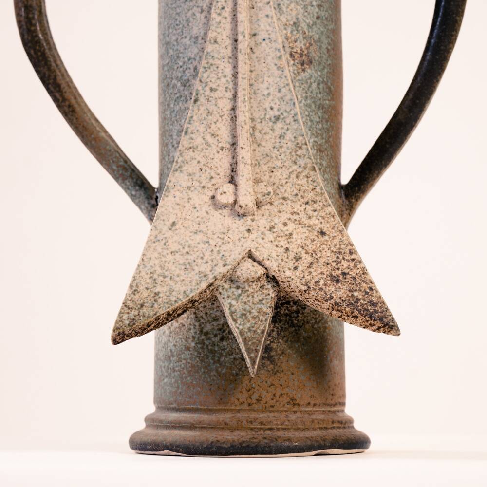 Brutalist ceramic vase with face by Dutch ceramist Rob den Tonkelaar 1970s