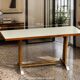 Art Deco dining table in oak with a pearlescent laminate top, 145x60 cm.