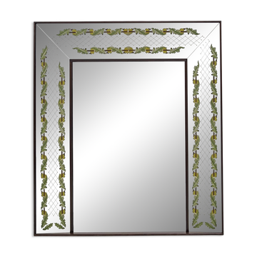 Miroir italien décoré Luigi Brusotti, style moderne du milieu du siècle, années 1940