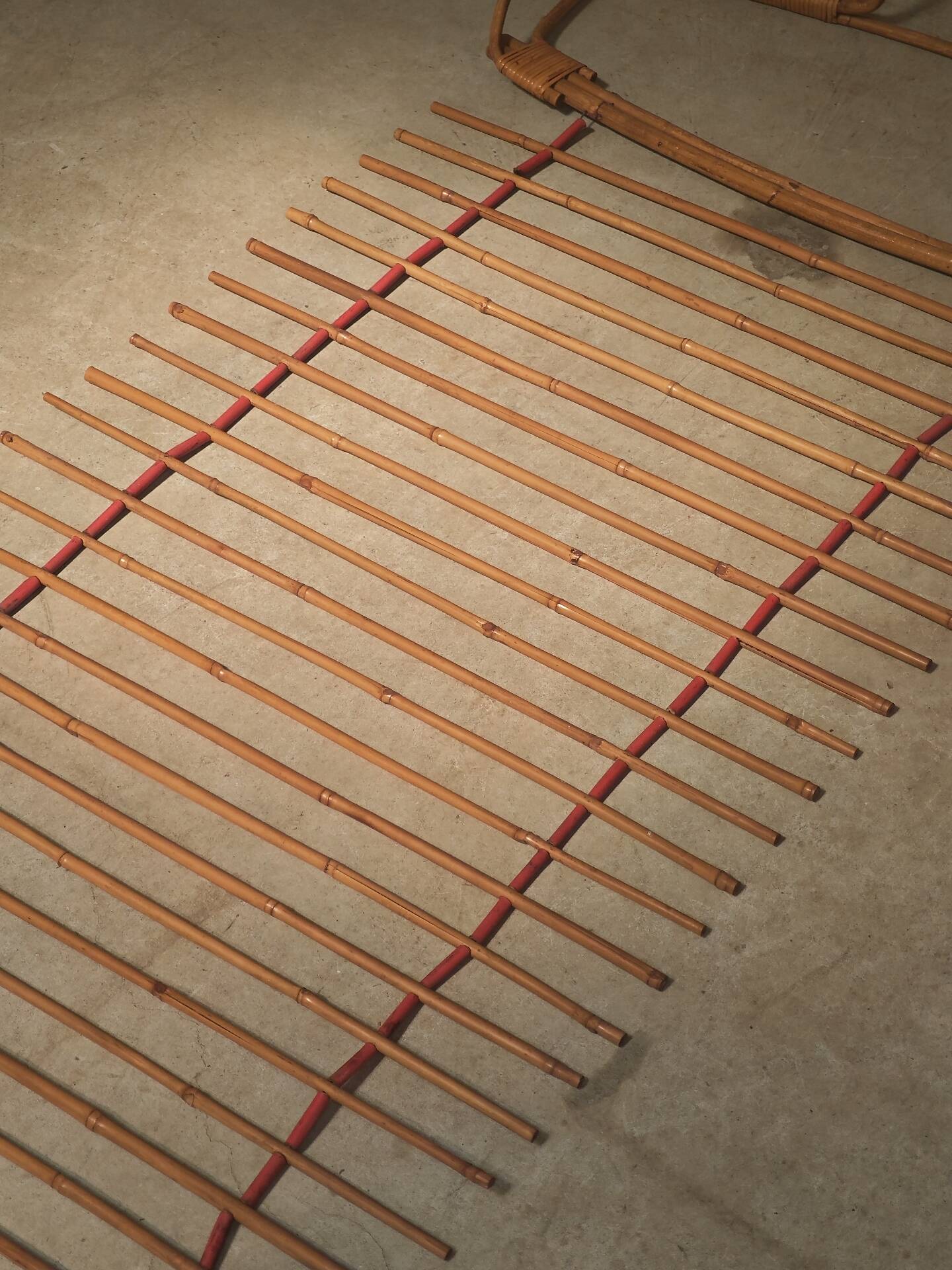 Wall-mounted coat rack in rattan, Czechoslovakia 1960
