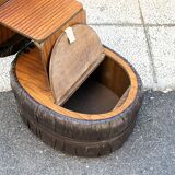 Pouf in vinile e legno con scaletta e scomparto, Italia Anni '60