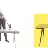 Table basse du milieu du siècle des années 1960 avec un verre opaxite noir - Version plus petite