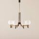 Italian mid-century chandelier in brass and teak, 1960s