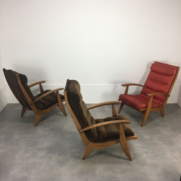 Trio de fauteuils Free Span FS 123 années 50 style reconstruction