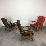 Trio of Free Span FS 123 armchairs 50s reconstruction style