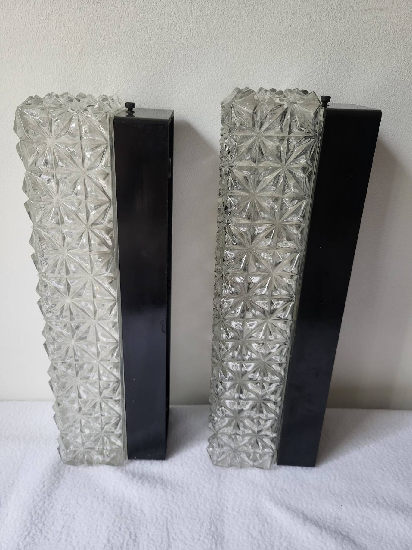 Erco Glass and Bakelite Wall Sconces 1960s, Set of 2 Vintage