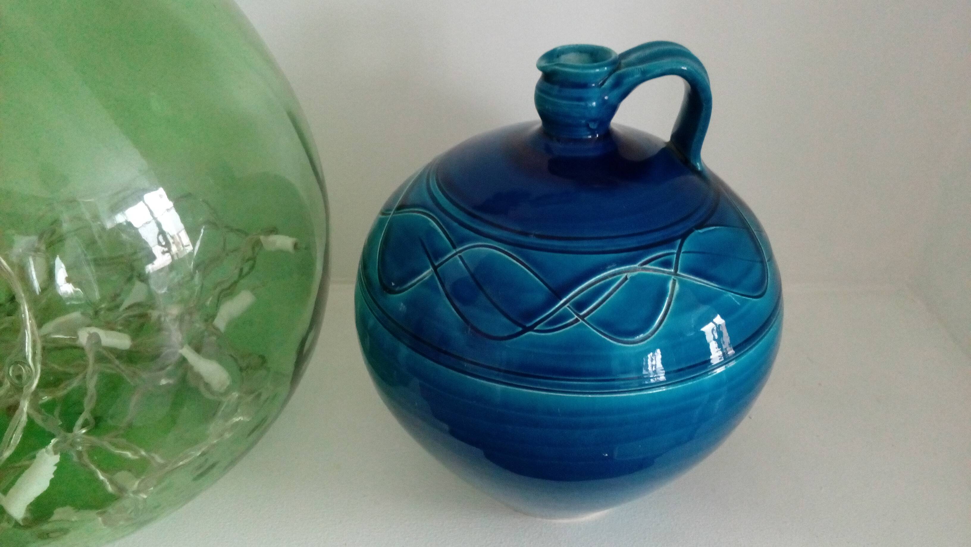 Enamelled jug artisanal pottery