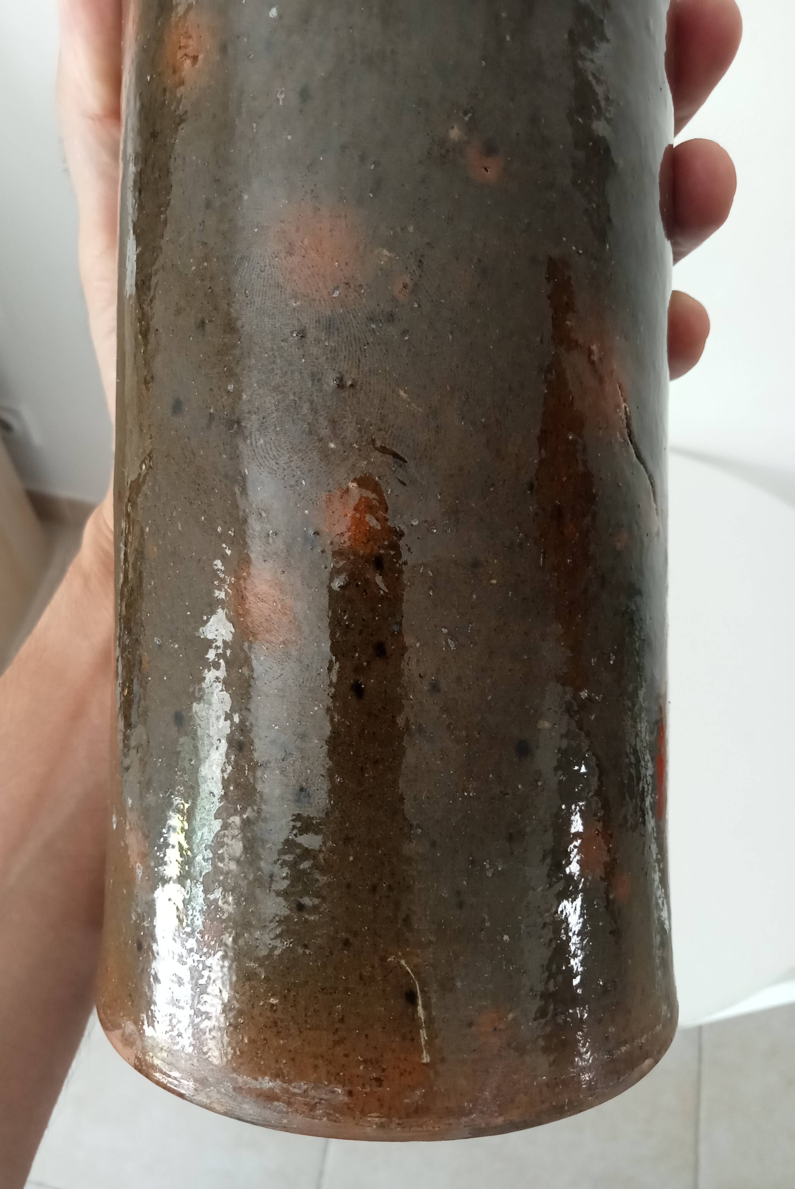 Vase rouleau vintage en grès années 50