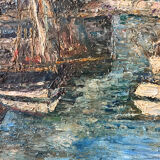 Mediterranean port, oil on canvas knife technique